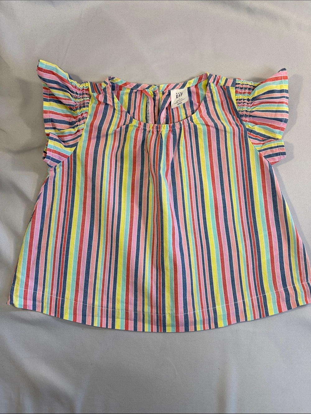 GAP Girls' Multicolor Striped Short-Sleeve Cotton Top